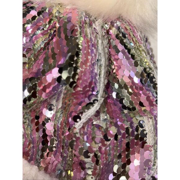Tucker + Tate Kids Sparkle Sequins Rib Knit Pom Beanie Hat Purple White One Size - Picture 6 of 7